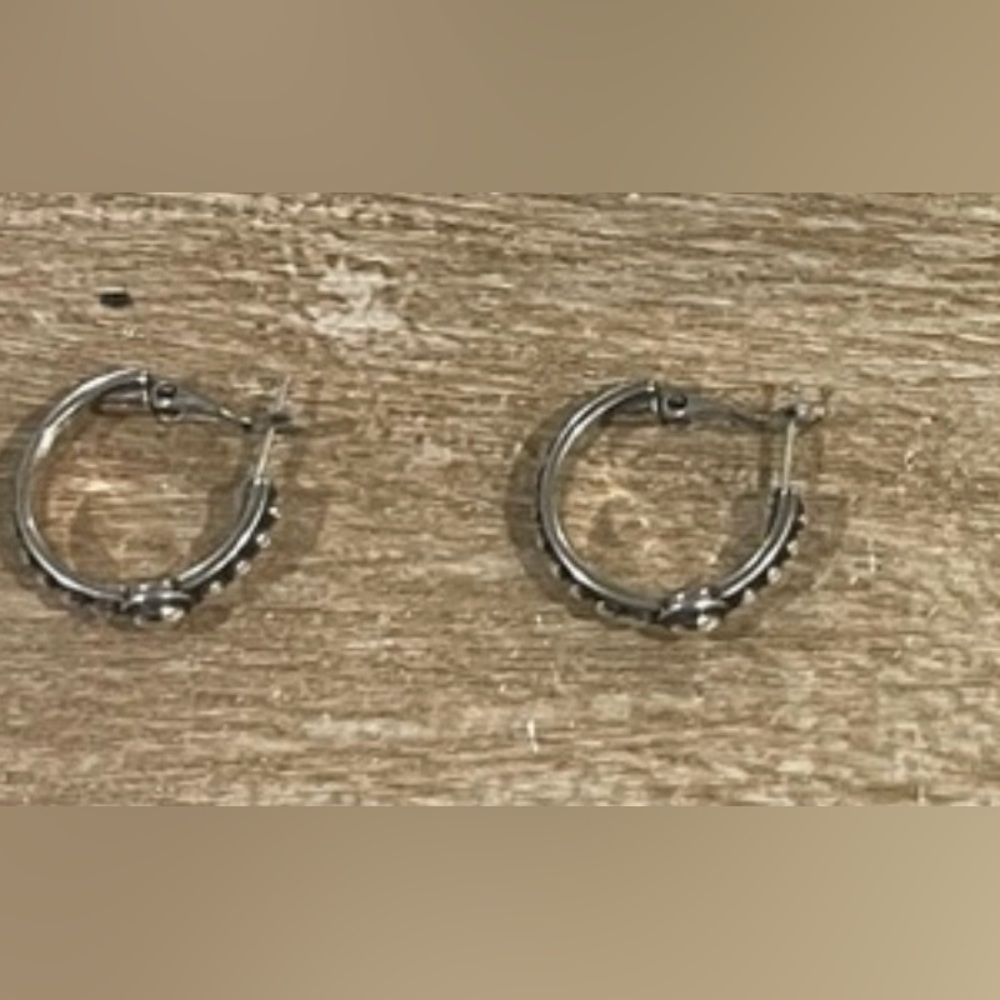 Brighton Silver Hoop Earrings and Necklace from Pretty Tough Stud Collection.